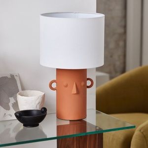Brand New In Box Urban Outfitters Terra Cotta Ceramic Face Table Lamp